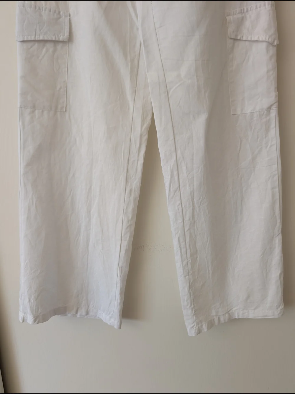 Edikted Womens Medium 100% Cotton Wide Leg Cargo Pants White Minimalist Summer - Picture 2 of 8